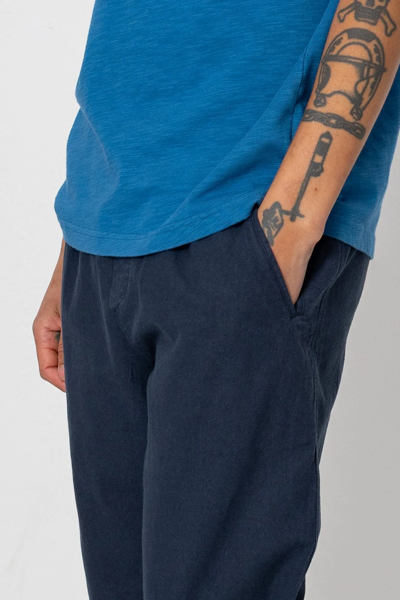 Drawcord Assembly Pant - Dark Navy Cotton Linen sold by Folk product image thumbnail 4