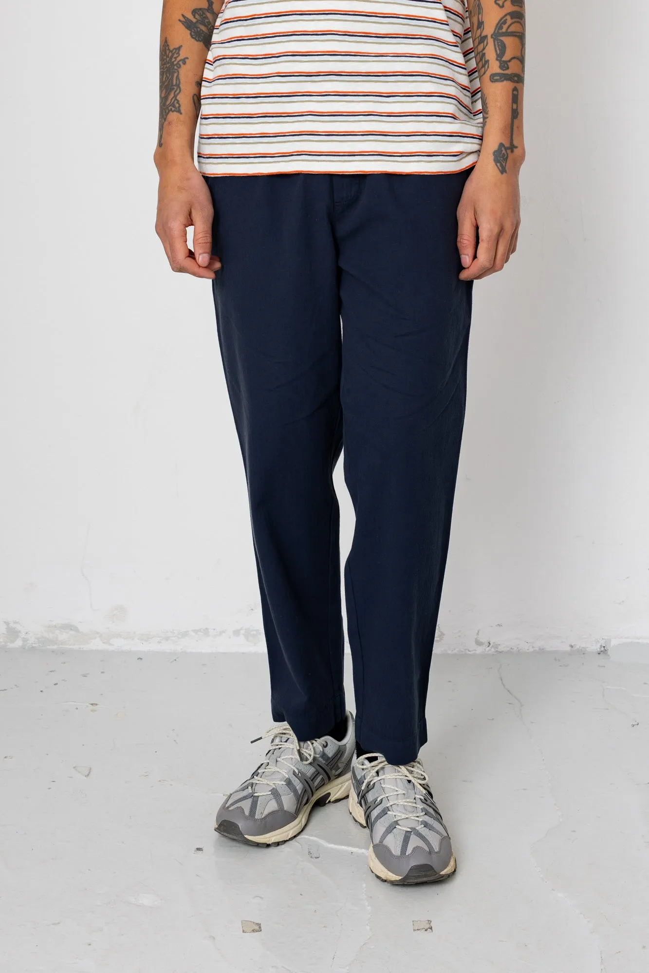 Drawcord Assembly Pant - Navy Herringbone sold by Folk product image thumbnail 3