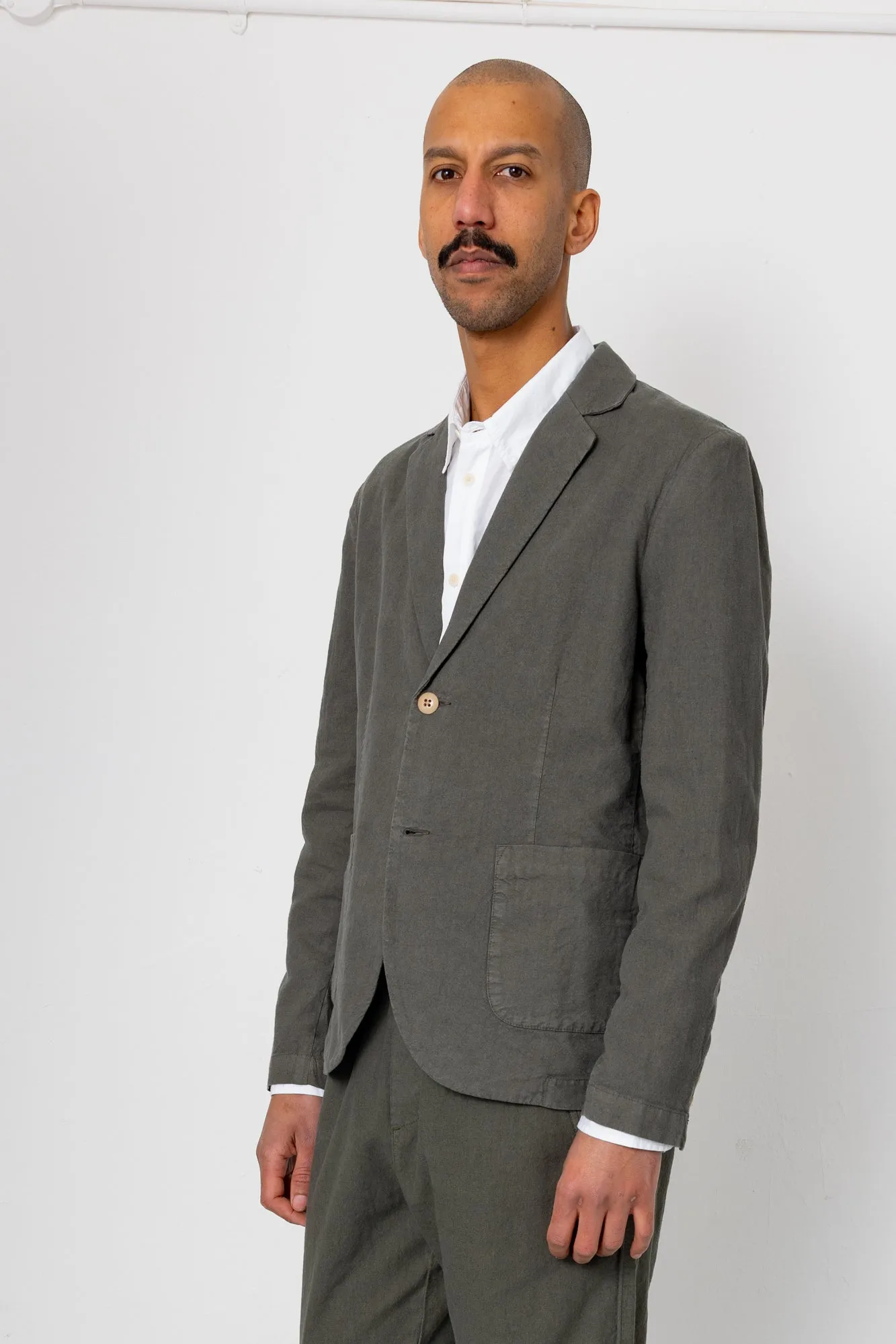 Cotton Linen Blazer - Dark Sage sold by Folk product image thumbnail 3