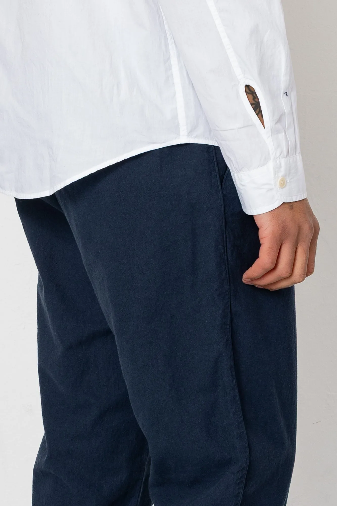 Fixed Waistband Cotton Linen Trouser - Dark Navy sold by Folk product image thumbnail 5
