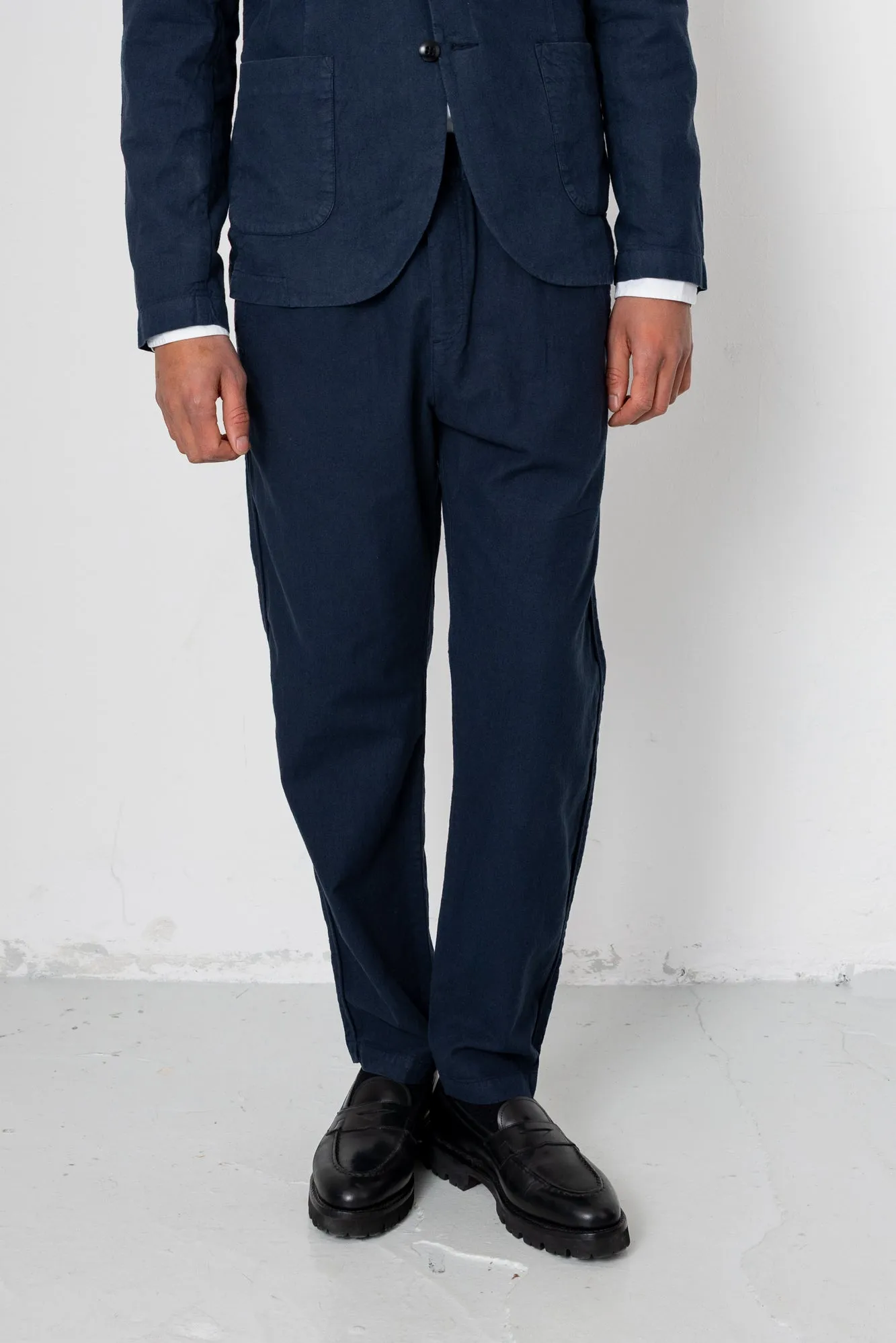 Fixed Waistband Cotton Linen Trouser - Dark Navy sold by Folk product image thumbnail 3