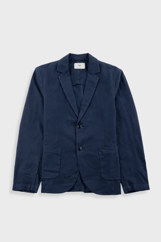 Cotton Linen Blazer - Dark Navy sold by Folk