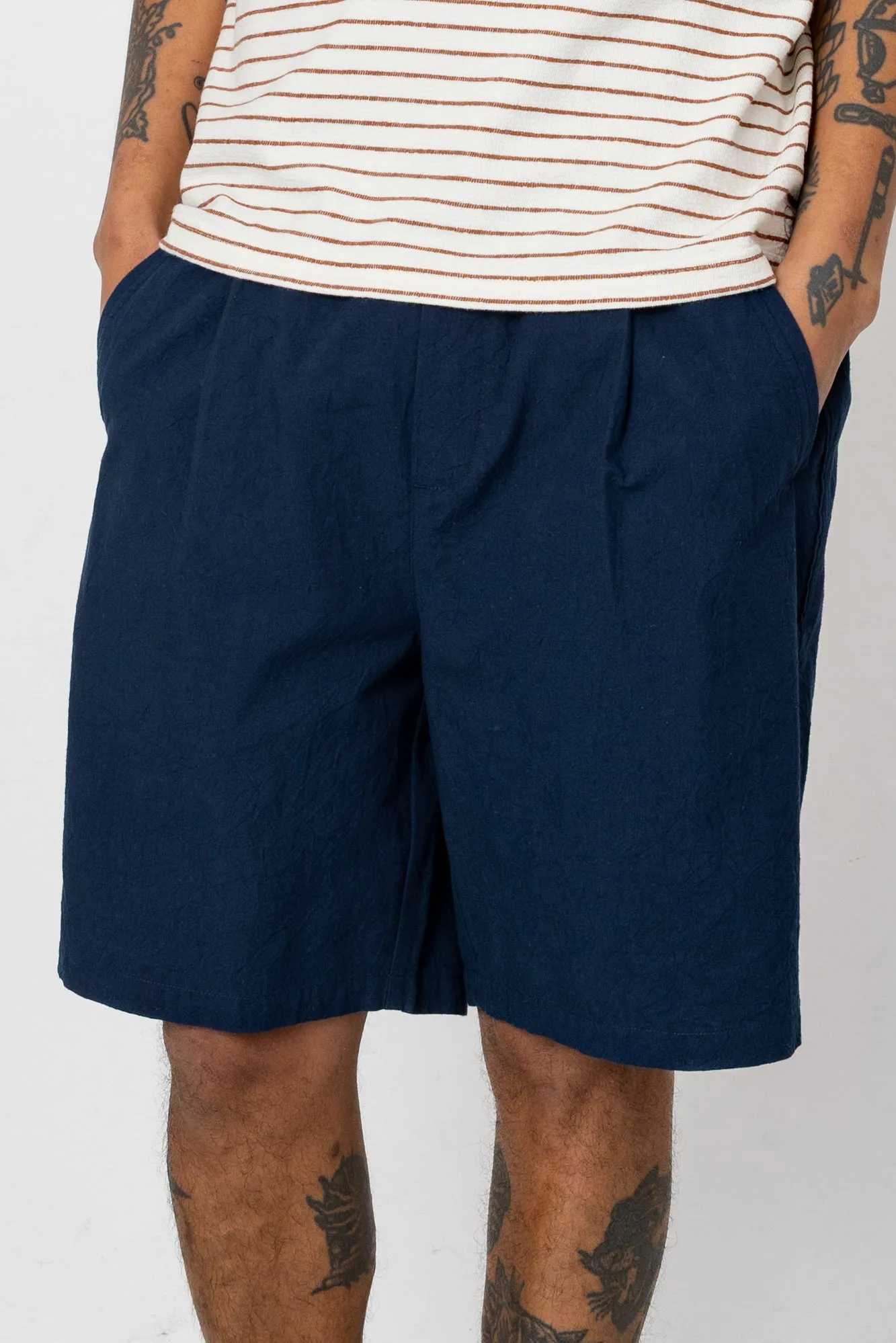 Relaxed Assembly Short - Dark Navy Crinkle sold by Folk product image thumbnail 3