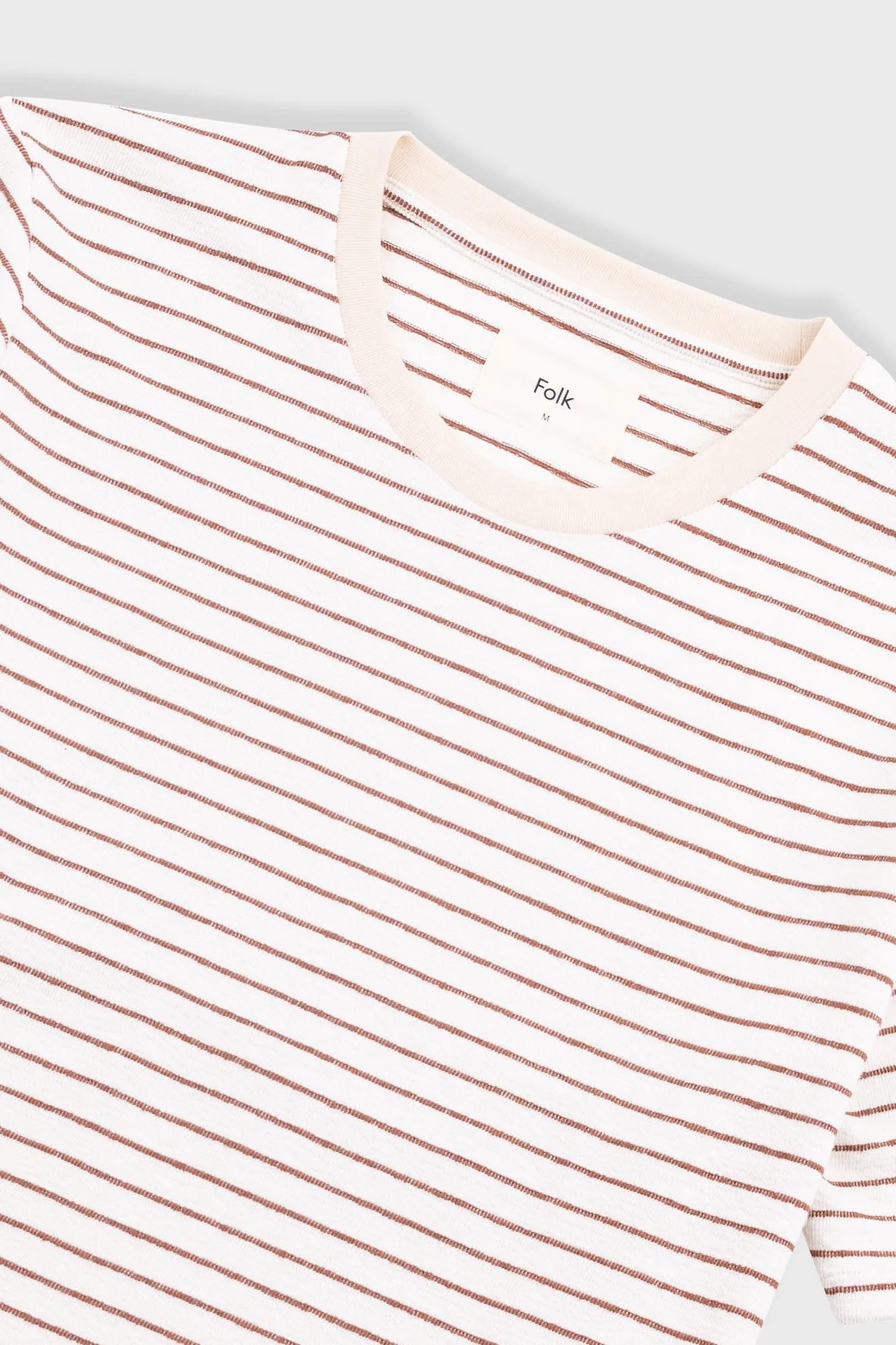 Short Sleeve Textured Striped T-Shirt - Ecru / Burnt Red sold by Folk product image thumbnail 4