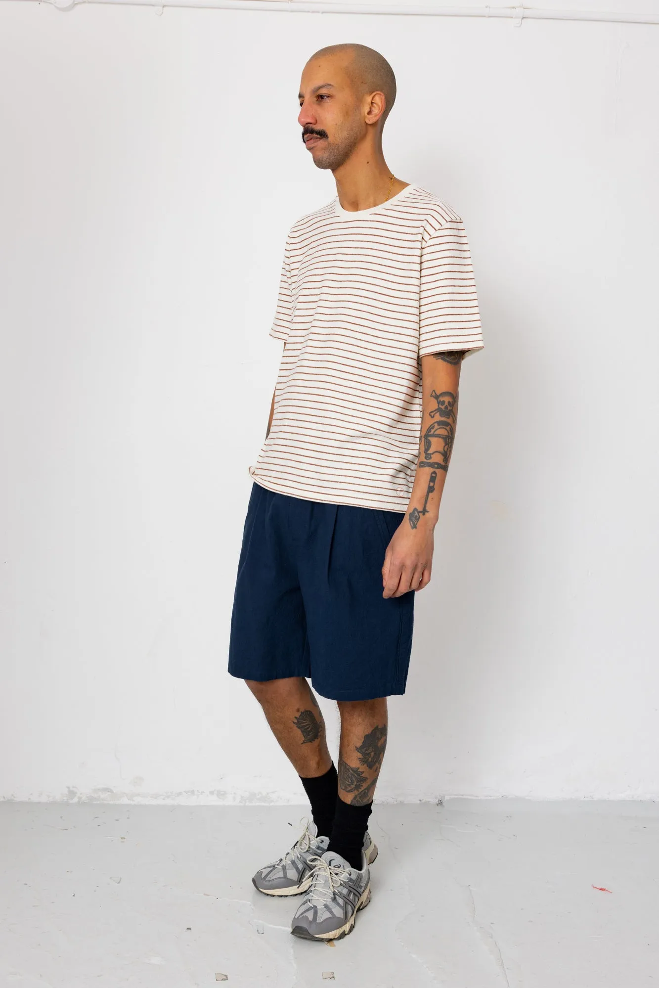 Short Sleeve Textured Striped T-Shirt - Ecru / Burnt Red sold by Folk product image thumbnail 5