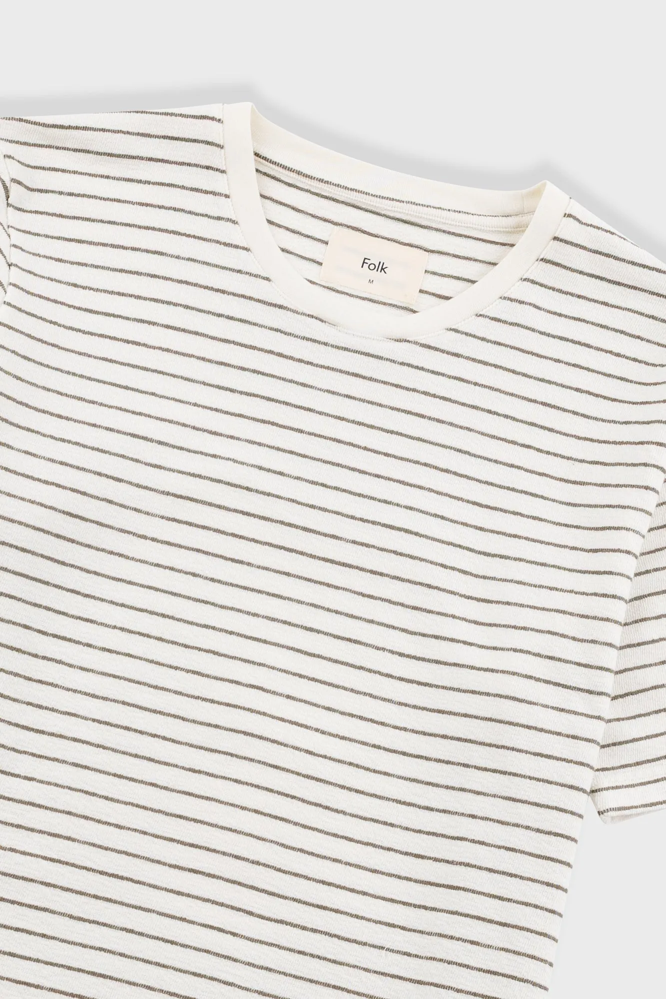 Short Sleeve Textured Striped T-Shirt - Ecru / Olive sold by Folk product image thumbnail 4