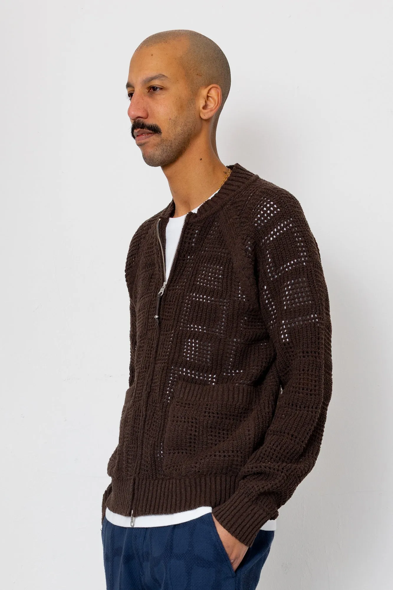 Open Knit Bomber - Chocolate sold by Folk product image thumbnail 3