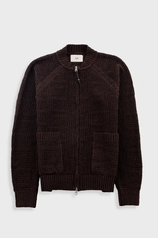 Open Knit Bomber - Chocolate made by Folk