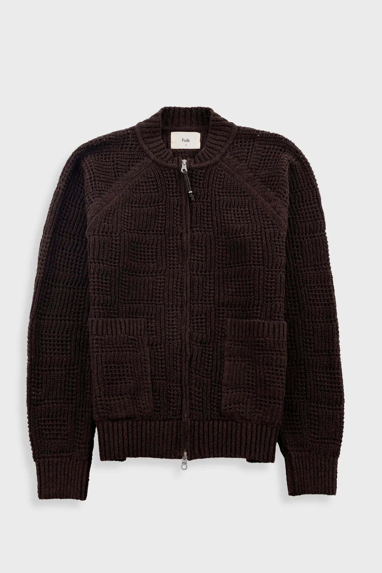 Open Knit Bomber - Chocolate sold by Folk