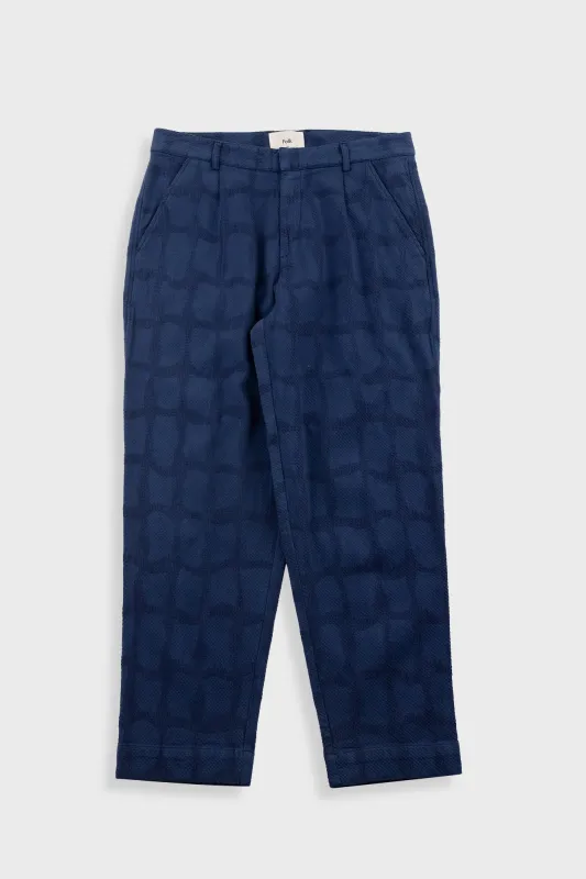 Signal Pant - Irregular Block Jacquard Navy made by Folk