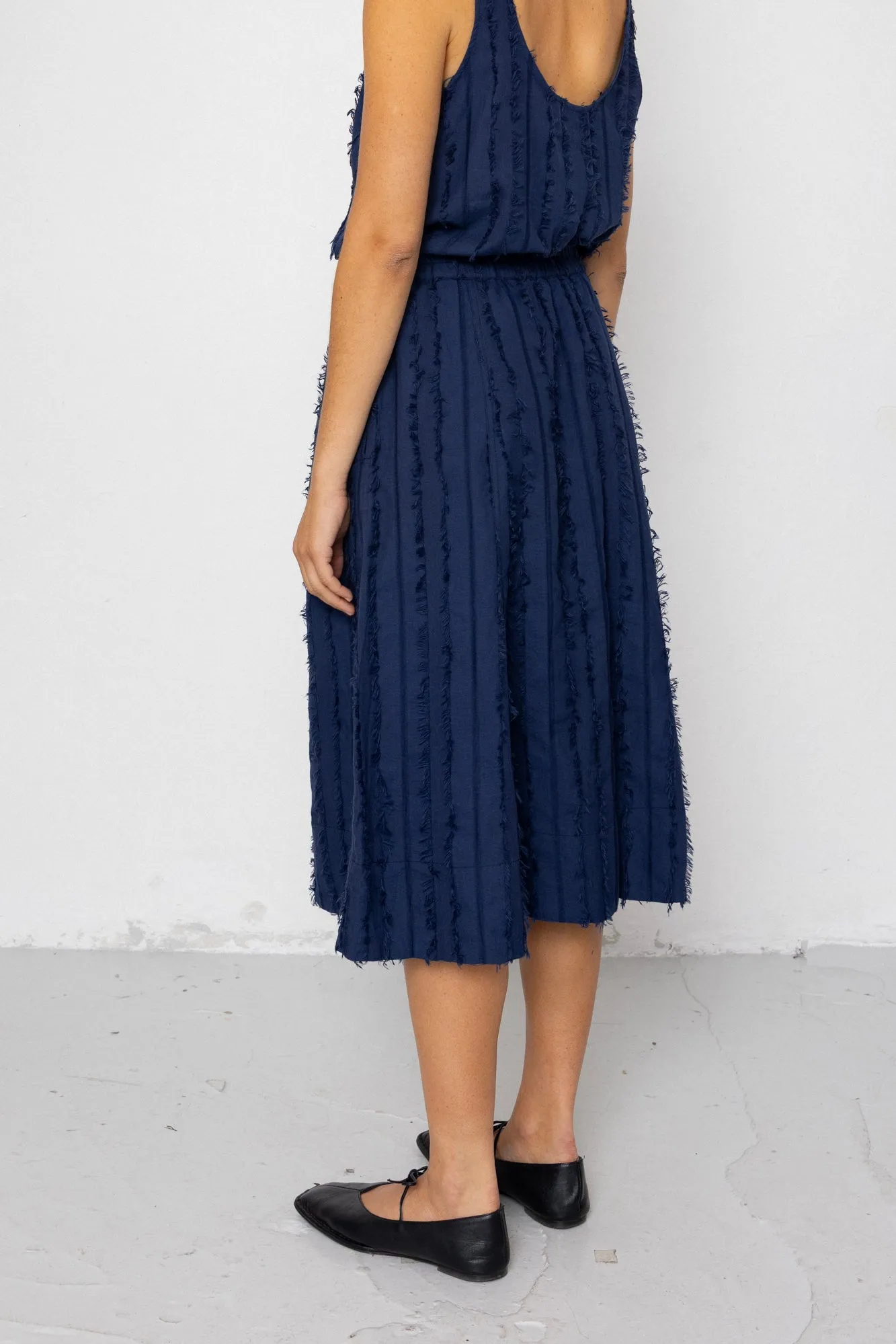Full Seam Skirt - Dark Navy Cutwork Stripe sold by Folk product image thumbnail 2