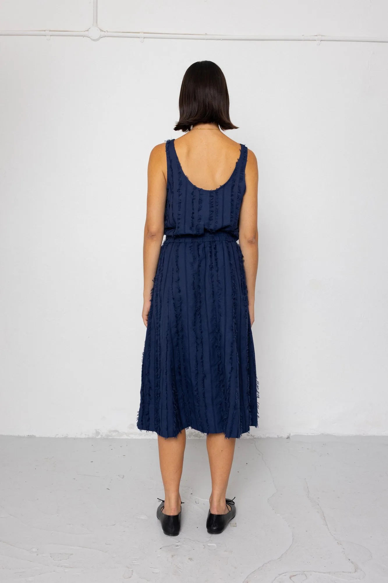 Full Seam Skirt - Dark Navy Cutwork Stripe sold by Folk product image thumbnail 4