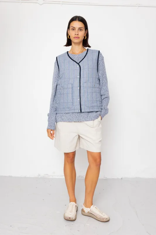 Gilet - Indigo Crinkle Mini Check made by Folk