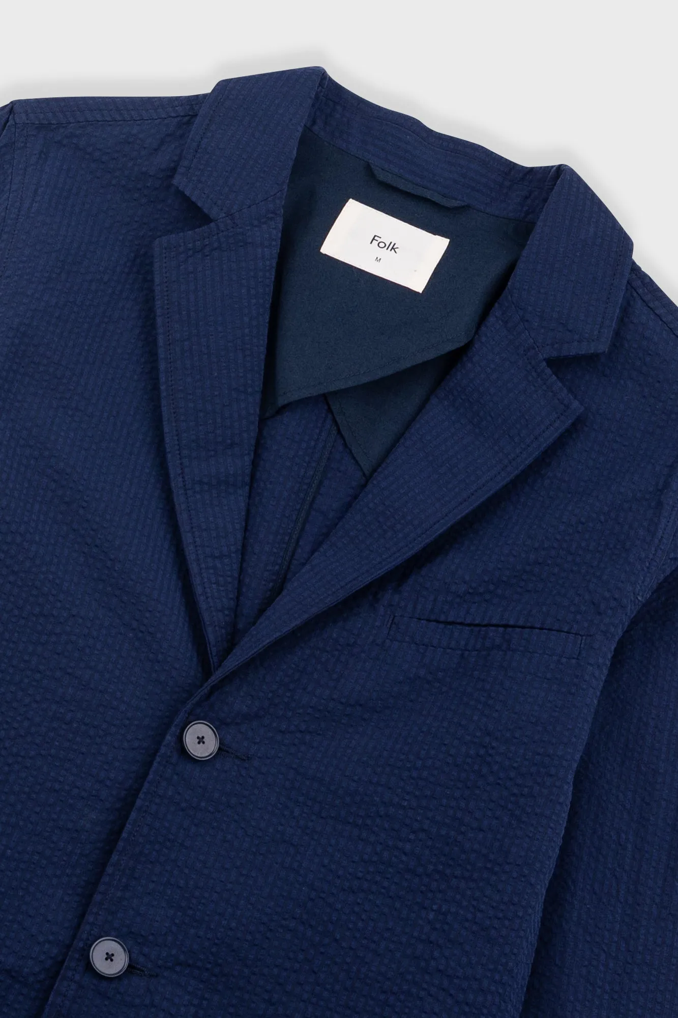 Assembly Blazer - Navy Crinkle Stripe sold by Folk product image thumbnail 5