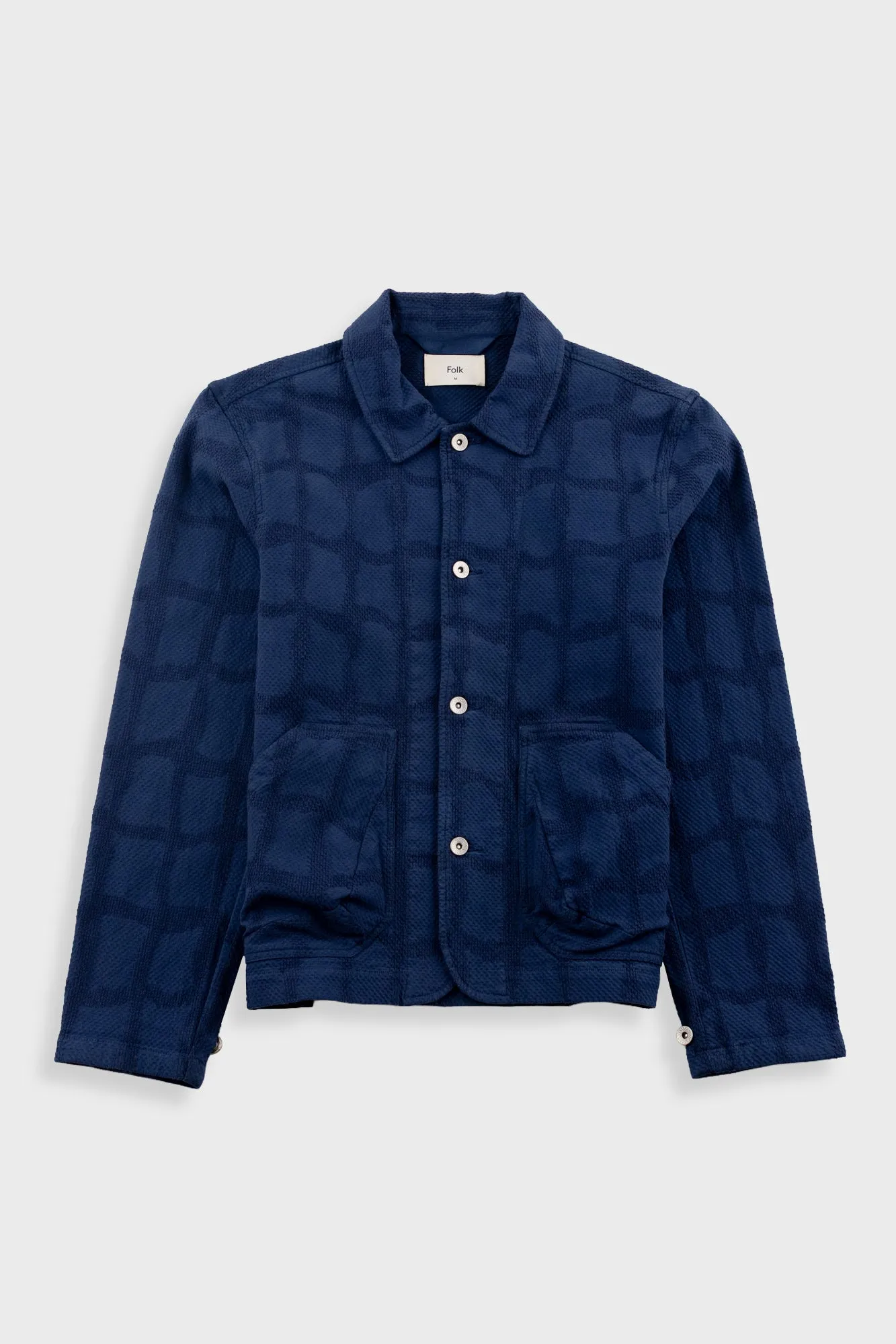 Prism Jacket - Irregular Block Jacquard Navy sold by Folk