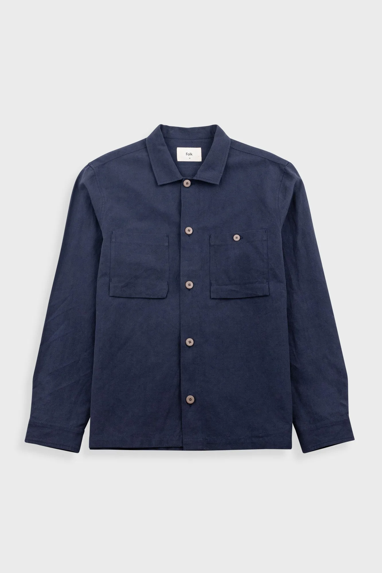 Patch Overshirt - Dark Navy Slub Linen sold by Folk