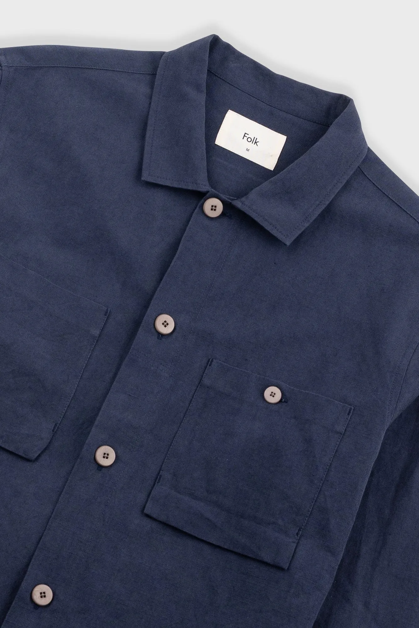 Patch Overshirt - Dark Navy Slub Linen sold by Folk product image thumbnail 5