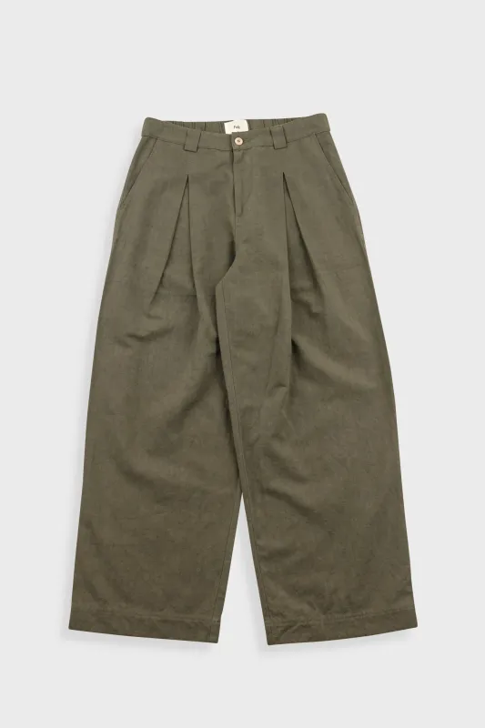 Easy Fit Trouser - Dark Olive Slub Linen made by Folk