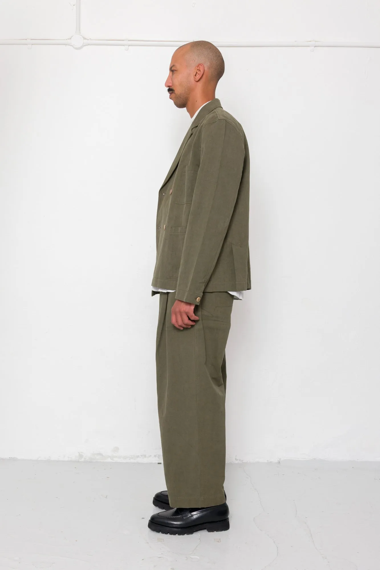 Easy Fit Trouser - Dark Olive Slub Linen sold by Folk product image thumbnail 5