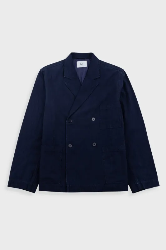 Easy Fit Blazer - Deep Indigo Herringbone made by Folk