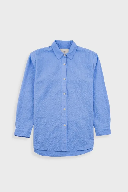 Boyfriend Shirt - Sky Blue Seersucker made by Folk