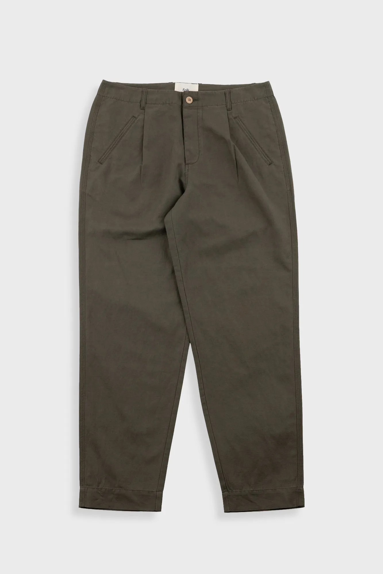 Assembly Pant - Dark Olive Slub Linen sold by Folk