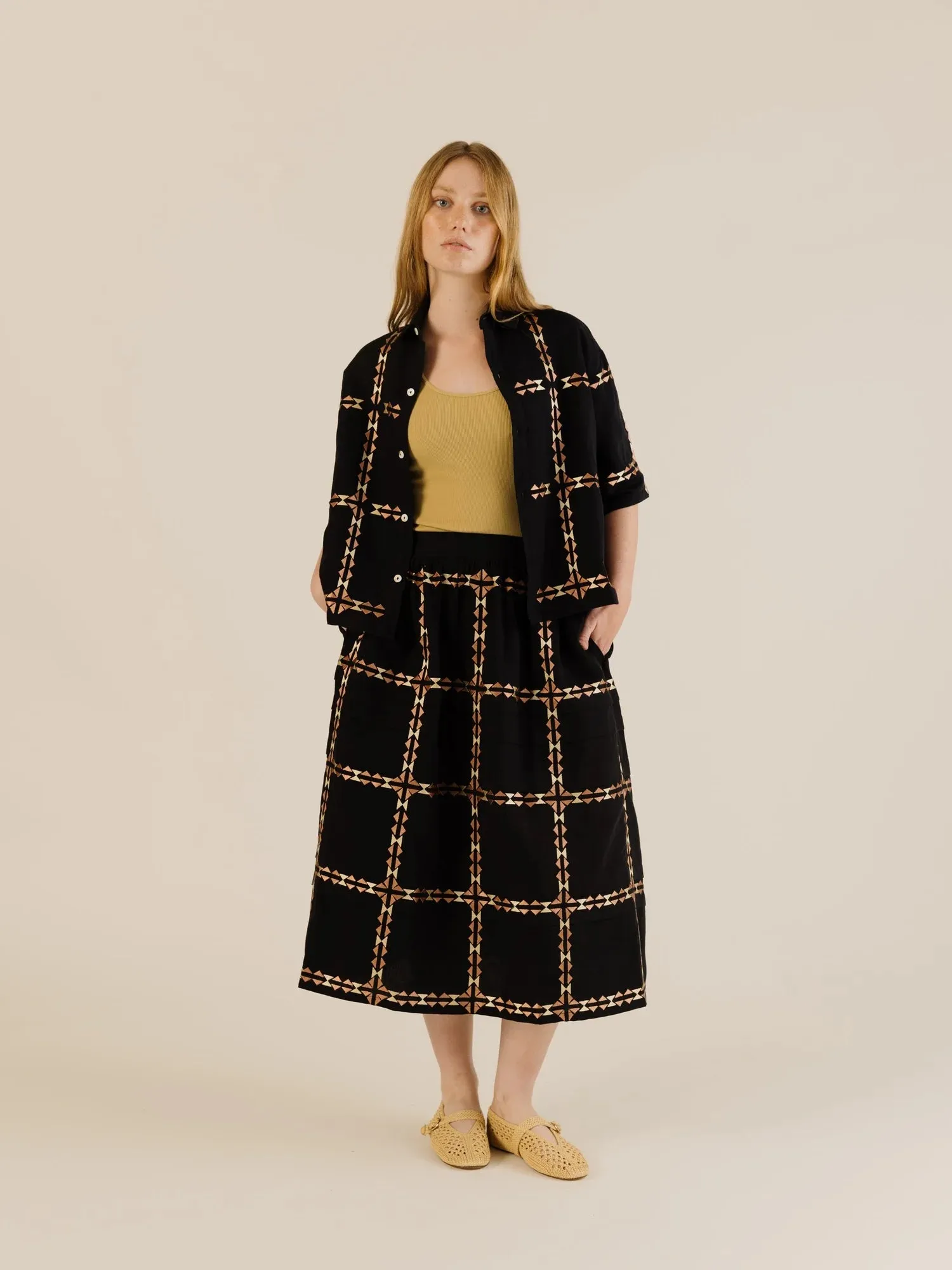 Sideline | Polly Shirt - Oat Embroidered sold by Folk product image thumbnail 2