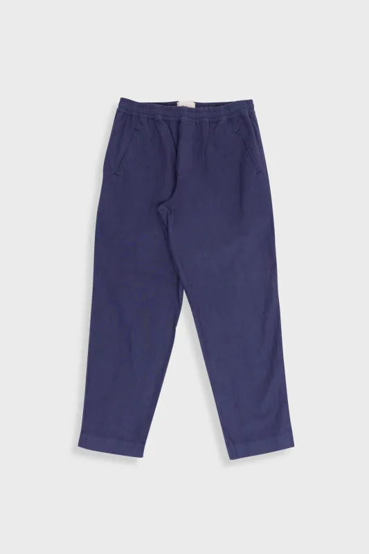 Drawcord Assembly Pant - Soft Navy Cotton Linen made by Folk
