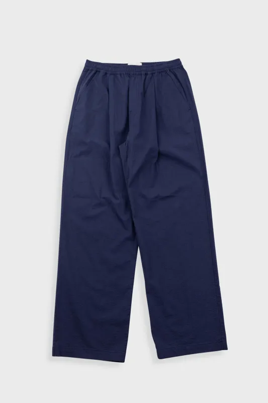 Drawcord Loose Trousers - Navy Seersucker made by Folk