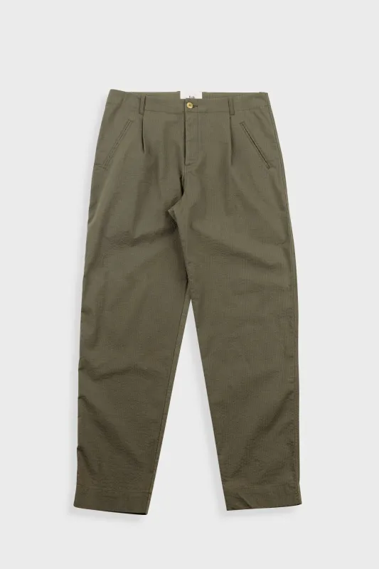 Assembly Pant - Dark Olive Seersucker made by Folk