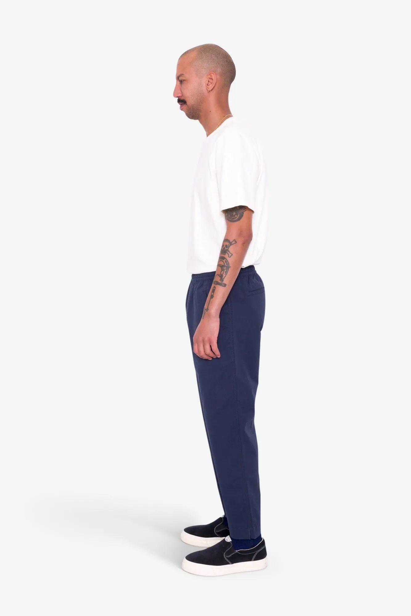 Drawcord Assembly Pant - Navy Seersucker sold by Folk product image thumbnail 4
