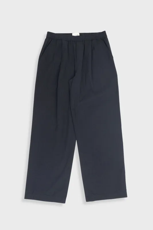 Elasticated Wide Fit Trouser - Black Seersucker made by Folk