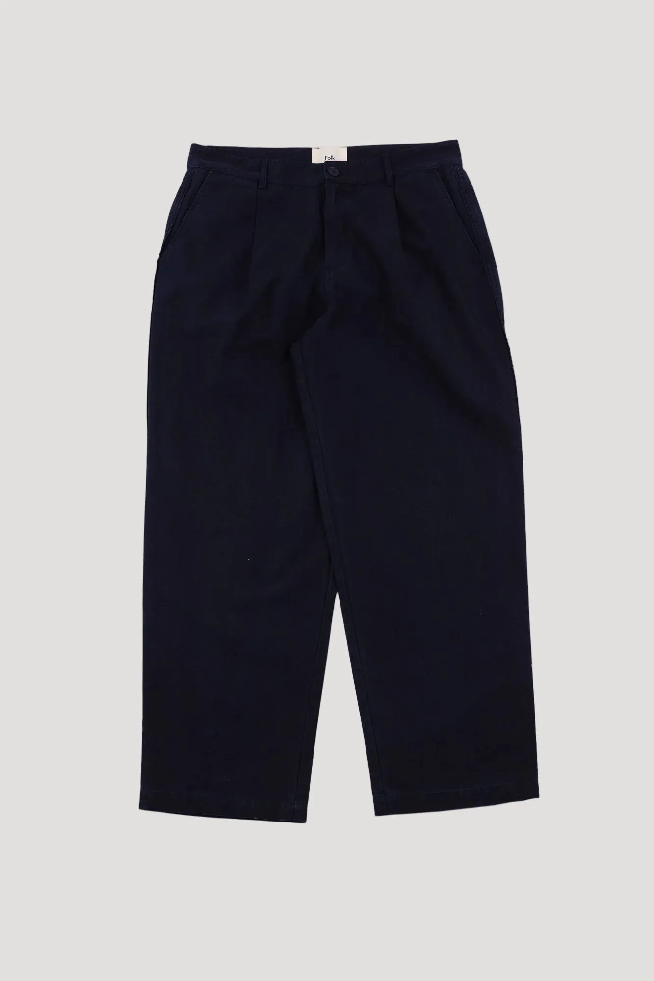 Wide Fit Trouser - Navy Linear Texture sold by Folk