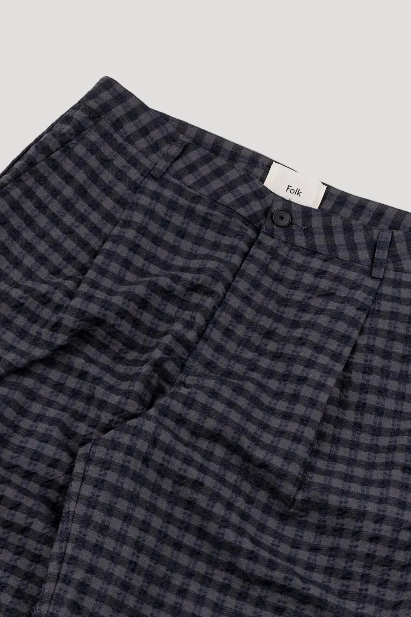 Wide Fit Trouser - Navy Crinkle Check sold by Folk product image thumbnail 2