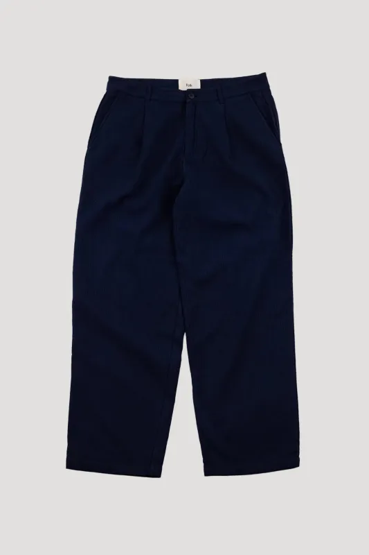 Wide Fit Trouser - Navy Topstitch made by Folk