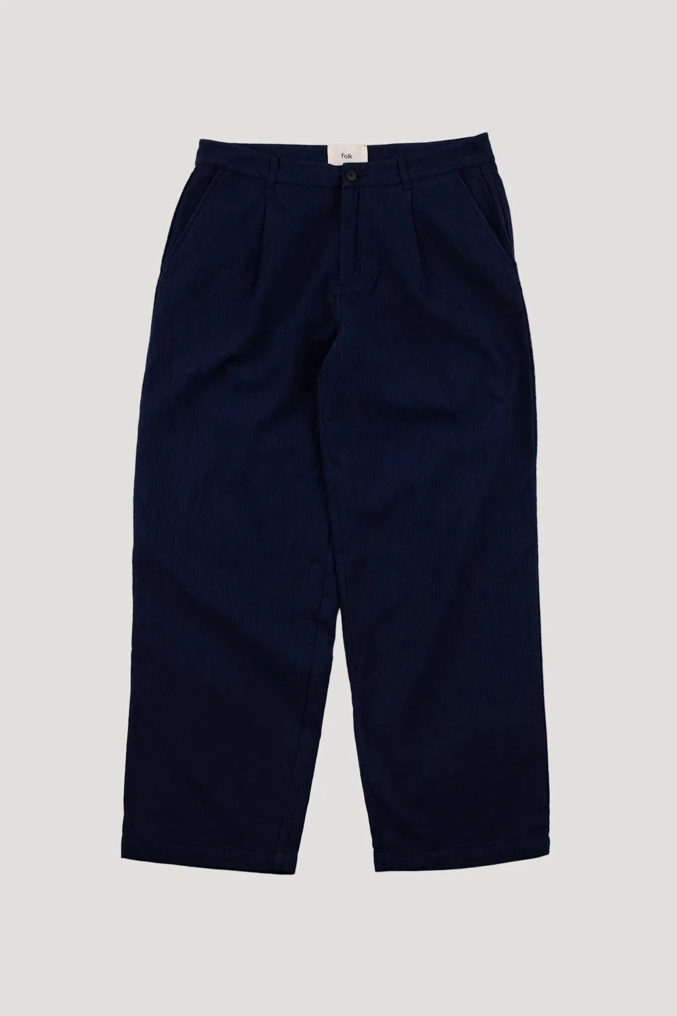 Wide Fit Trouser - Navy Topstitch sold by Folk