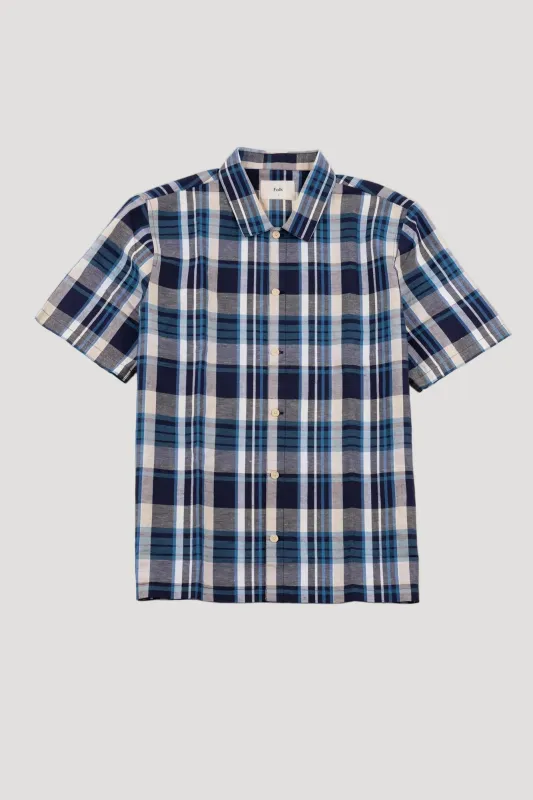 Gabe Shirt - Yellow Cyan Check made by Folk