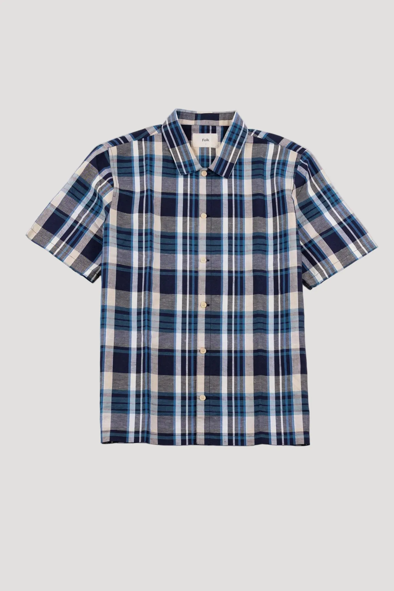 Gabe Shirt - Yellow Cyan Check sold by Folk