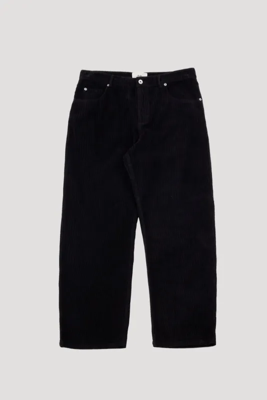 Barrel Leg Trouser - Black Heavy Cord made by Folk