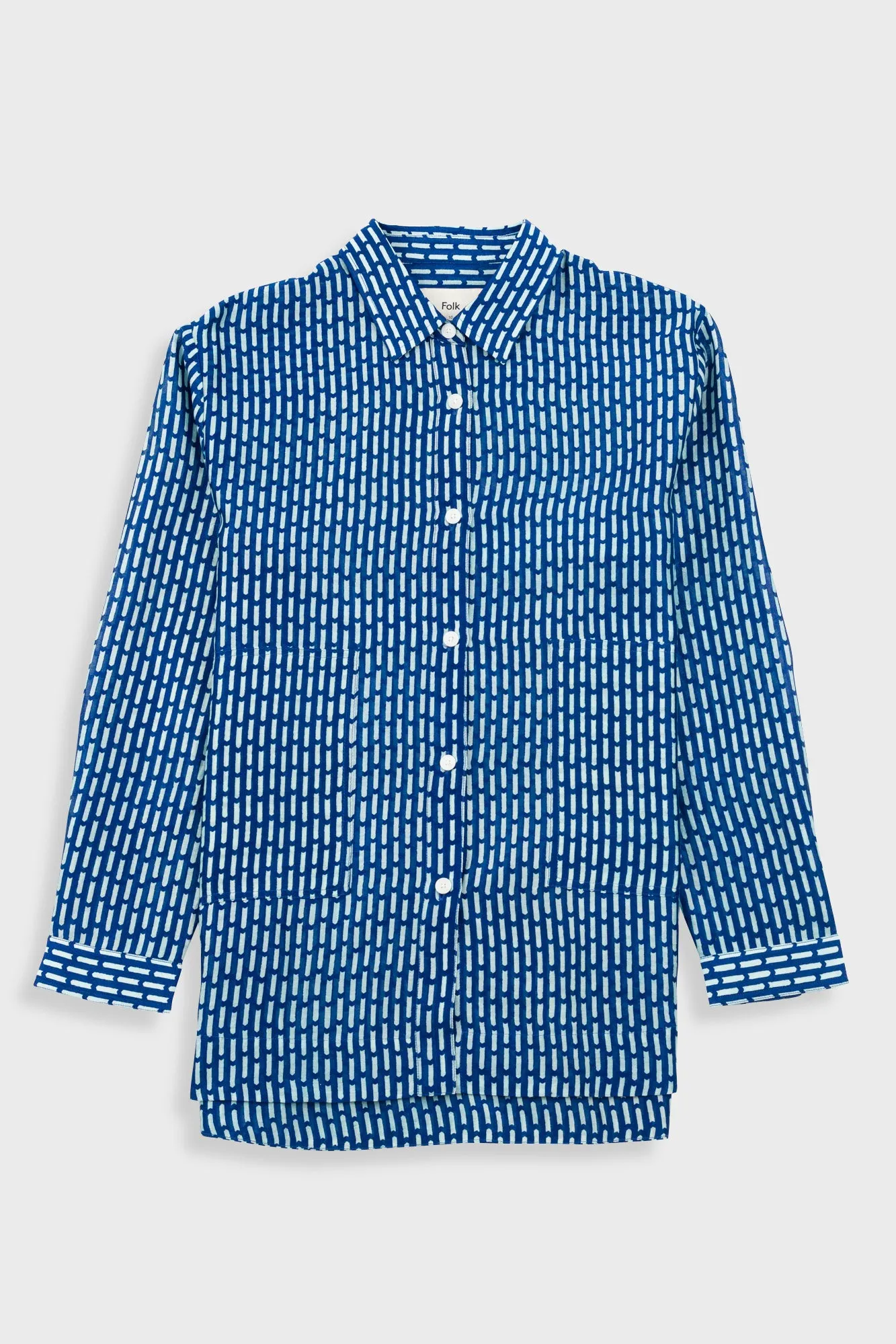 Boyfriend Shirt - Cobalt Ecru Dash Print sold by Folk
