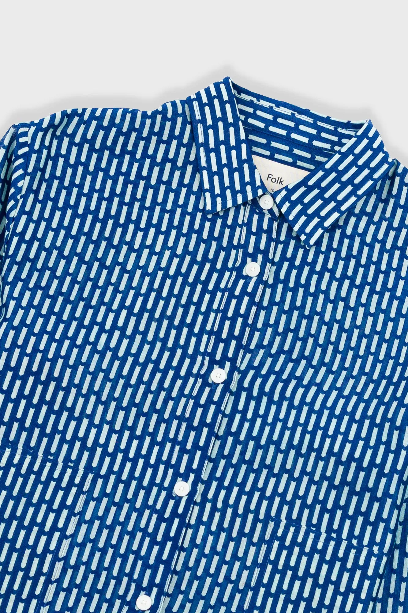 Boyfriend Shirt - Cobalt Ecru Dash Print sold by Folk product image thumbnail 5