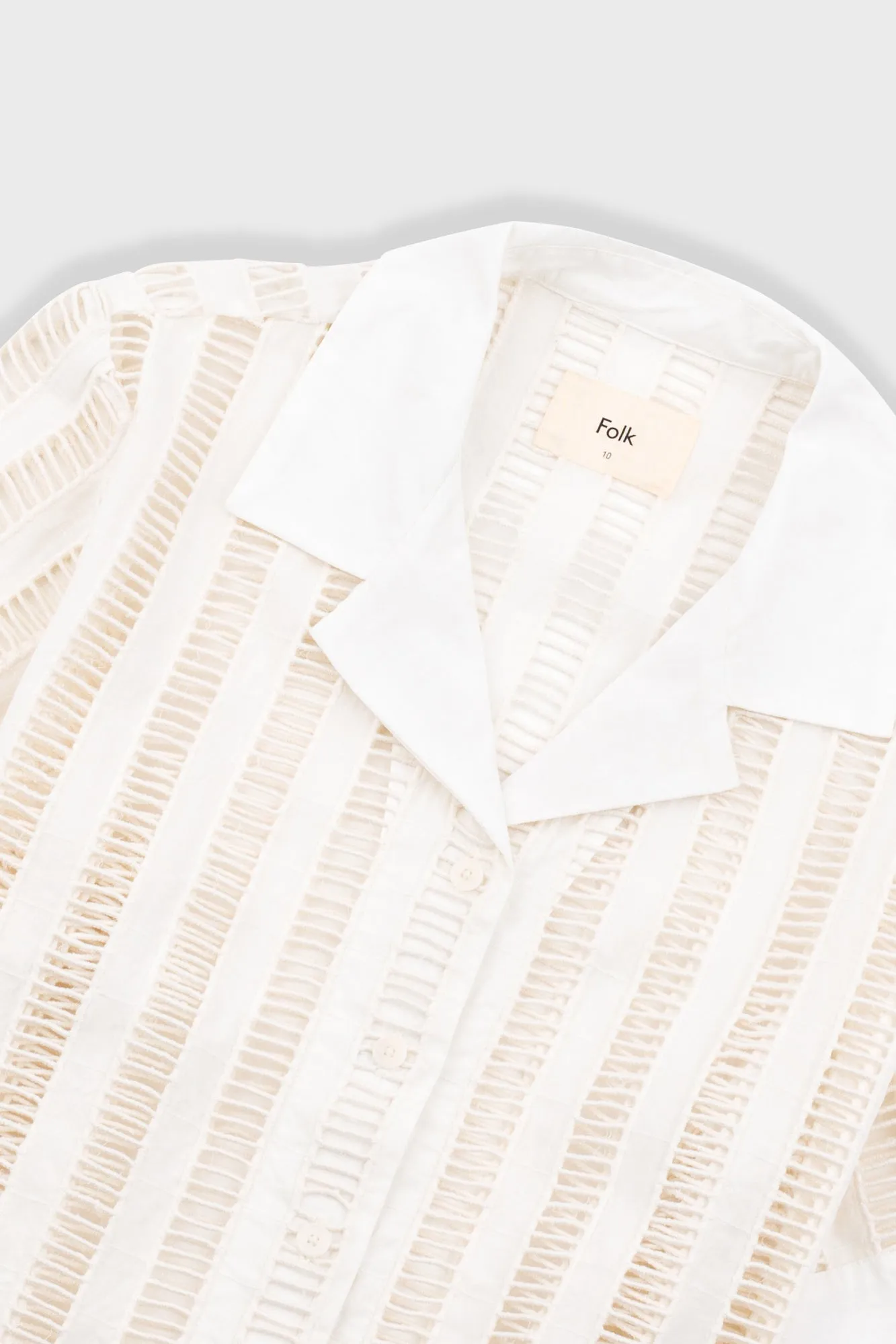 Short Sleeve Soft Collar Shirt - Ecru Ladder Embroidery sold by Folk product image thumbnail 5