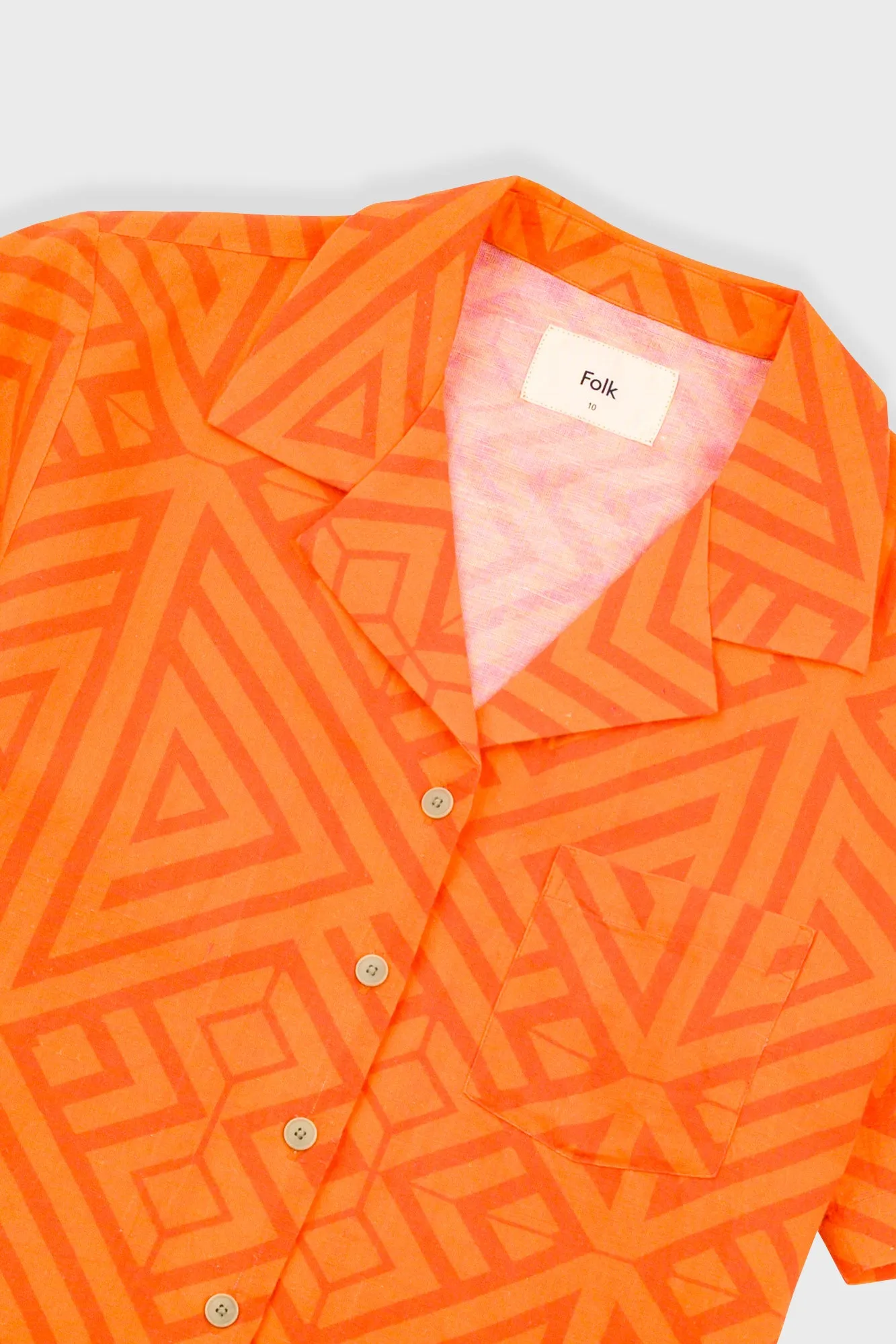 Short Sleeve Soft Collar Shirt - Orange Diamond Print sold by Folk product image thumbnail 4