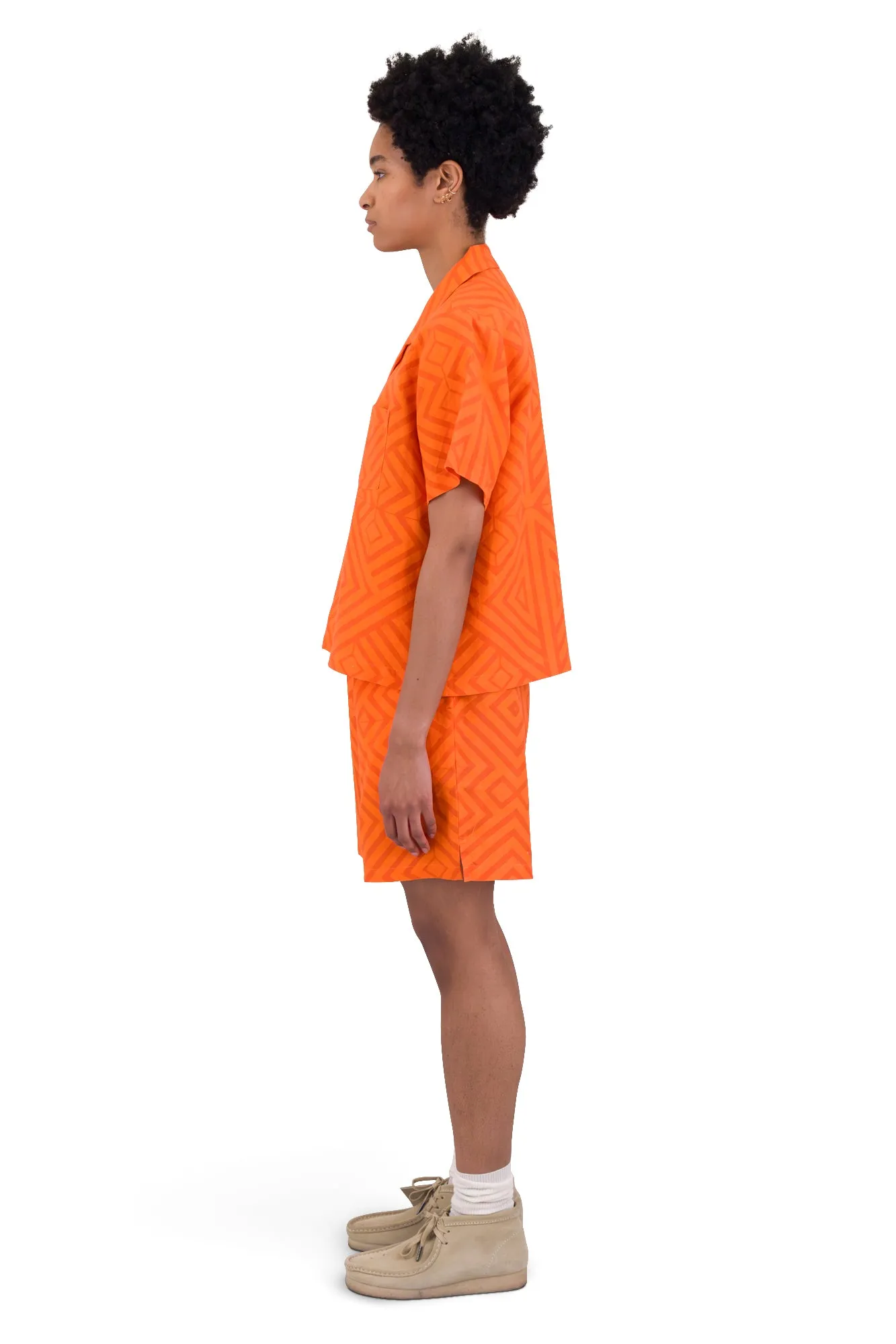 Short Sleeve Soft Collar Shirt - Orange Diamond Print sold by Folk product image thumbnail 3