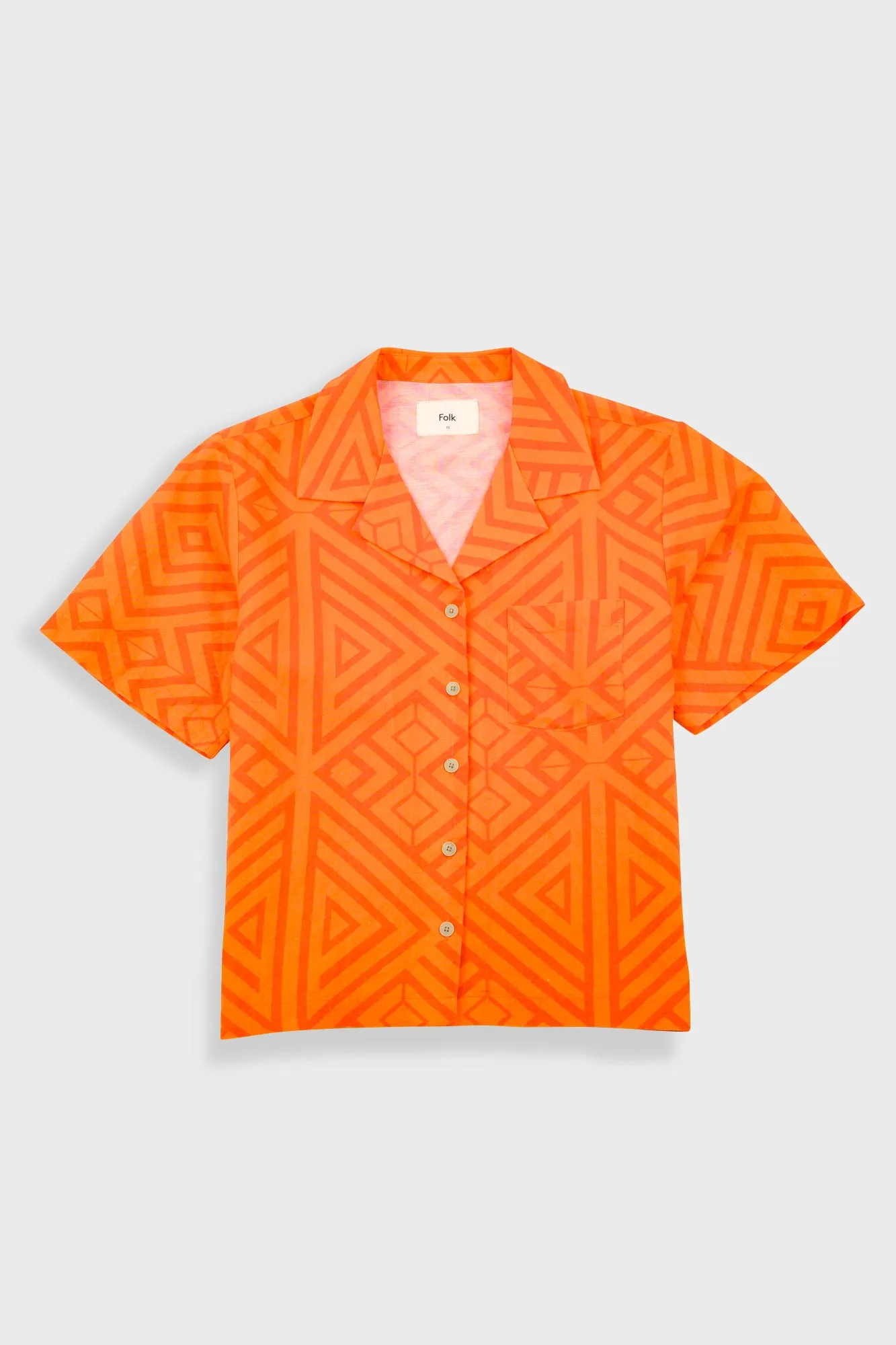 Short Sleeve Soft Collar Shirt - Orange Diamond Print sold by Folk