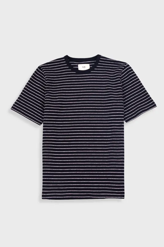 Short Sleeve Textured Striped T-Shirt - Black / Ecru made by Folk