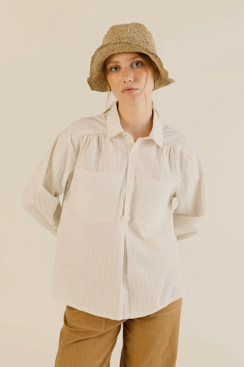 Sideline | Amelie Shirt - Soft Yellow Stripe sold by Folk