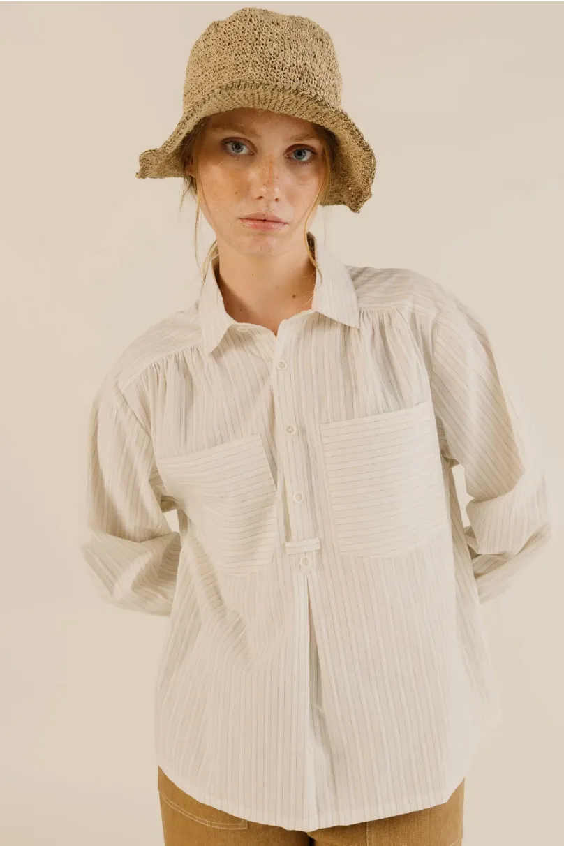 Sideline | Amelie Shirt - Soft Yellow Stripe sold by Folk product image thumbnail 2