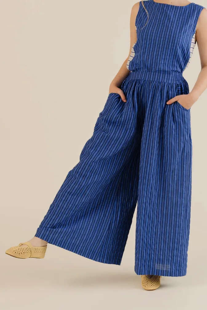 Sideline | Anna Trousers - Cobalt Stripe sold by Folk product image thumbnail 2