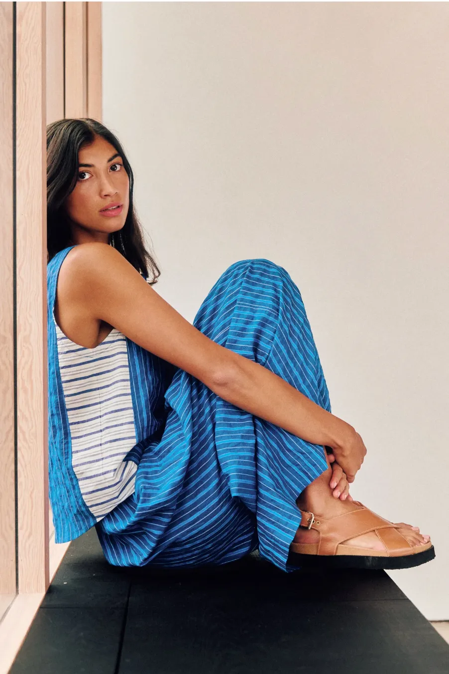 Sideline | Anna Trousers - Cobalt Stripe sold by Folk product image thumbnail 4